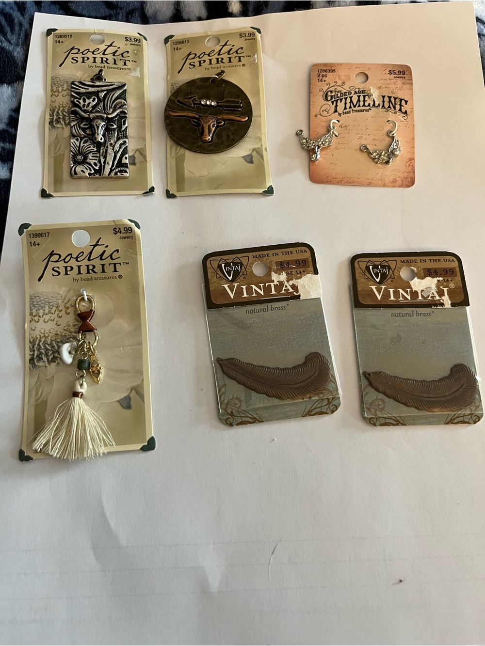 Poetic Spirit & Vintaj Mixed Metal Jewelry Embellishments - Ivory, Brass, Silver
